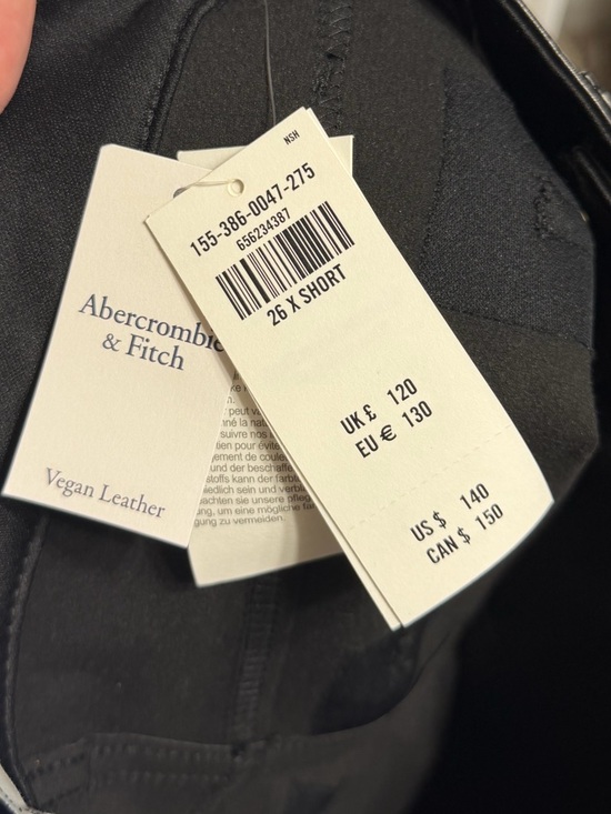 Abercrombie & Fitch Black Ankle Straight Ultra High Rise Vegan Leather 26 XShort - Picture 9 of 14